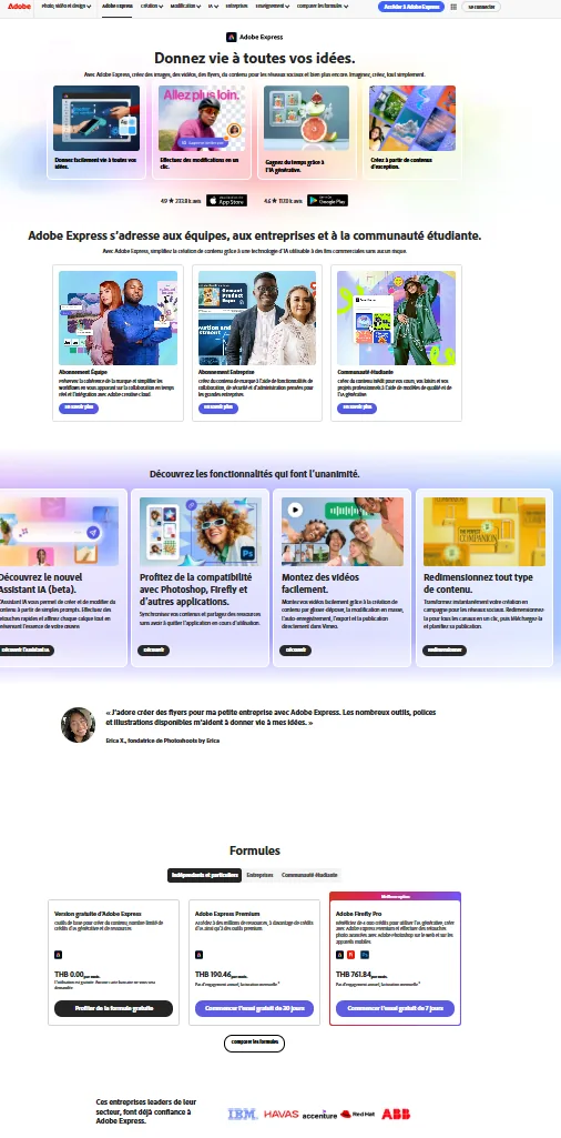 Adobe Express website